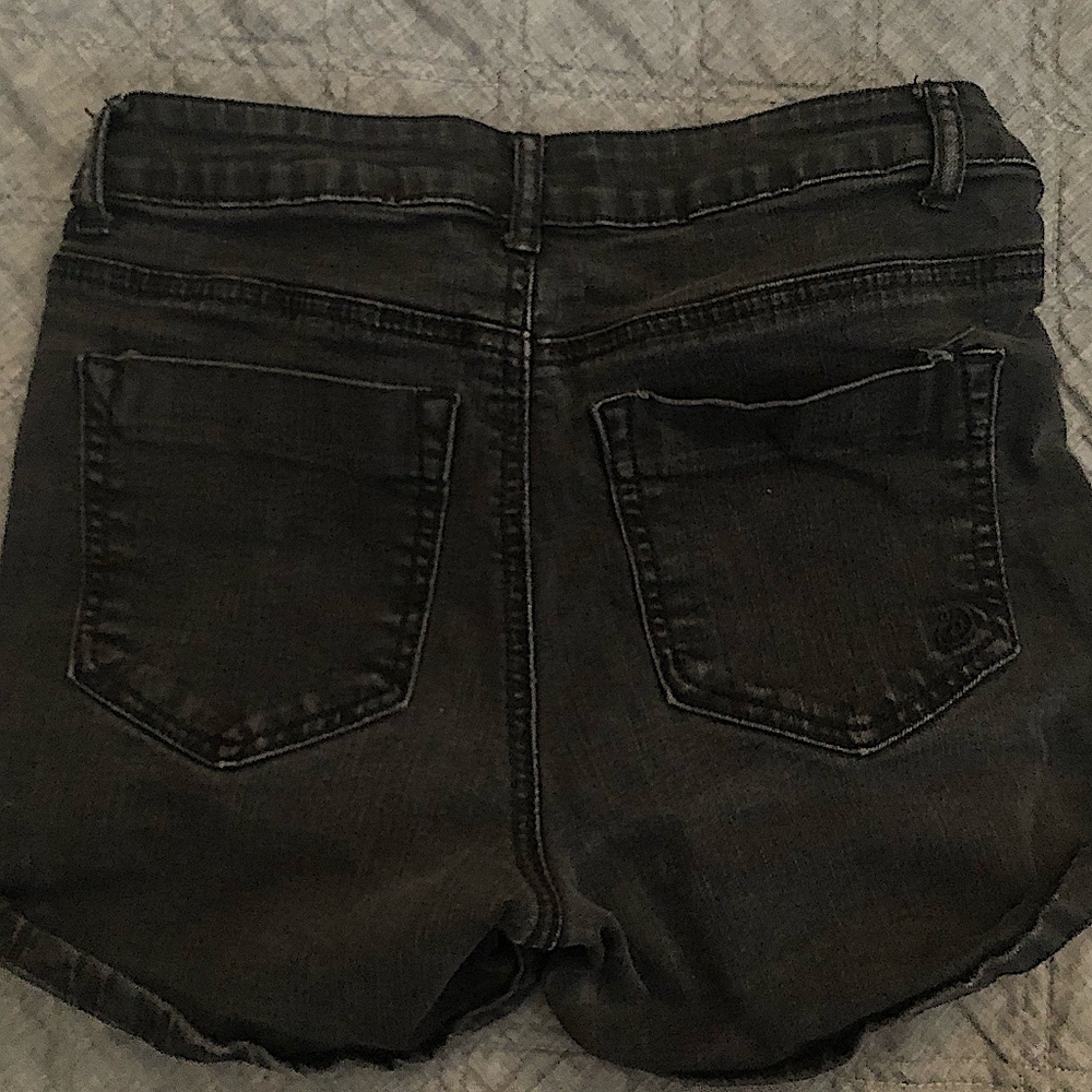 Black ripped high rise Jean shorts